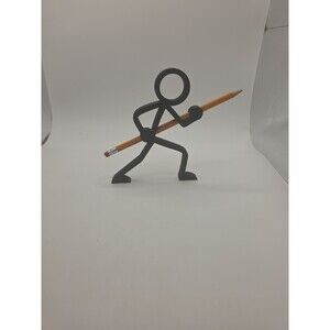 Stickman Warrior Pen Holder 3D Printed Pencil Stand Fun Ornament Gift Toy Model